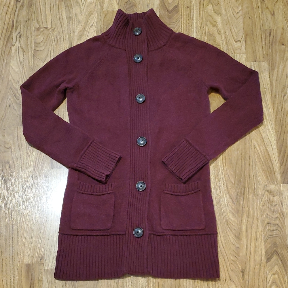 Eddie Bauer Maroon Button-Up Cardigan Womens Size S